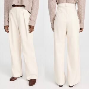 Mother High Waisted Egret Tunnel Vision Pleated Prep Faux Leather Pants Size 32